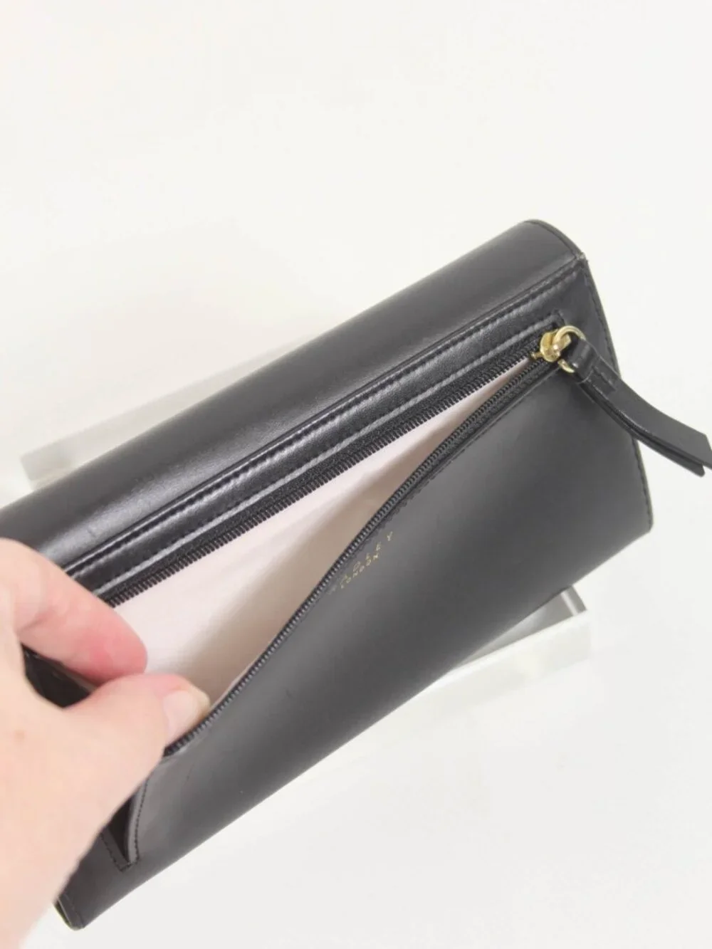 Radley London Black Leather Scottie Dog Long Wallet Checkbook Clutch Organizer